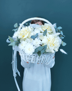 Цветочная корзина белая(00449)