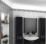 Тумба под раковину, АРИЯ, 80, черная, (подвесная, 1 ящик)