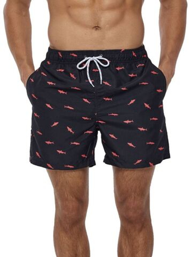 Черные пляжные шорты с акулами (Размер: 4X) (Цвет: черный)