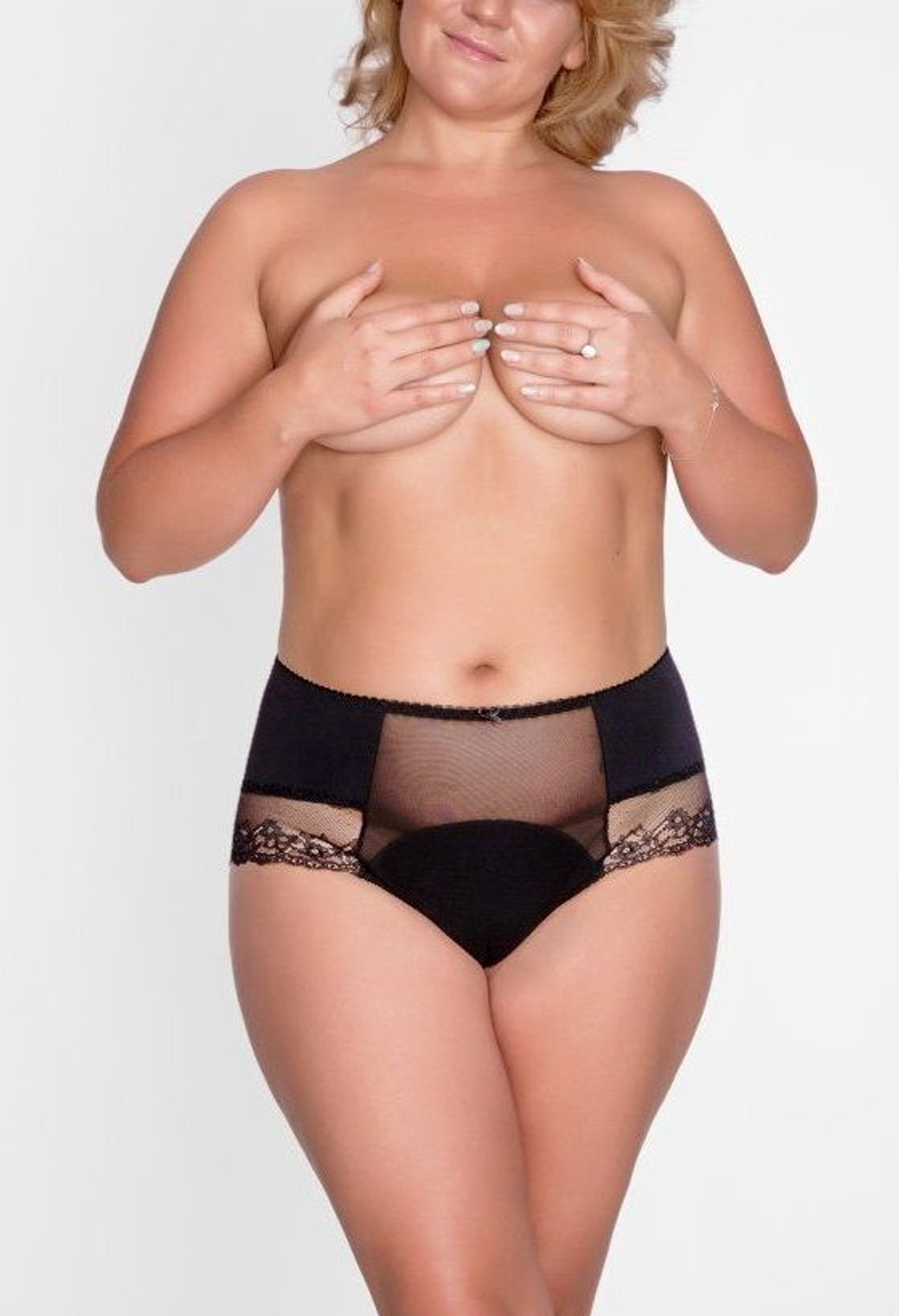 Женские высокие трусики-бразилиана (Размер: 6X) (Цвет: черный)