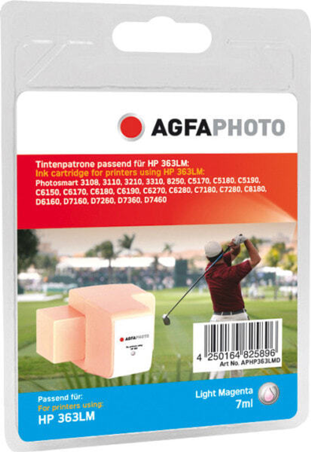 Картриджи AgfaPhoto APHP363LMD - Dye-based ink - Photo magenta - HP Photosmart 8250 - 3100 - 3108 - 3110 V - 3110 XI - 3110 - 3310 - 3210 - C 7100 - 6100 - 5100 - 1 pc(s) - Inkjet printing