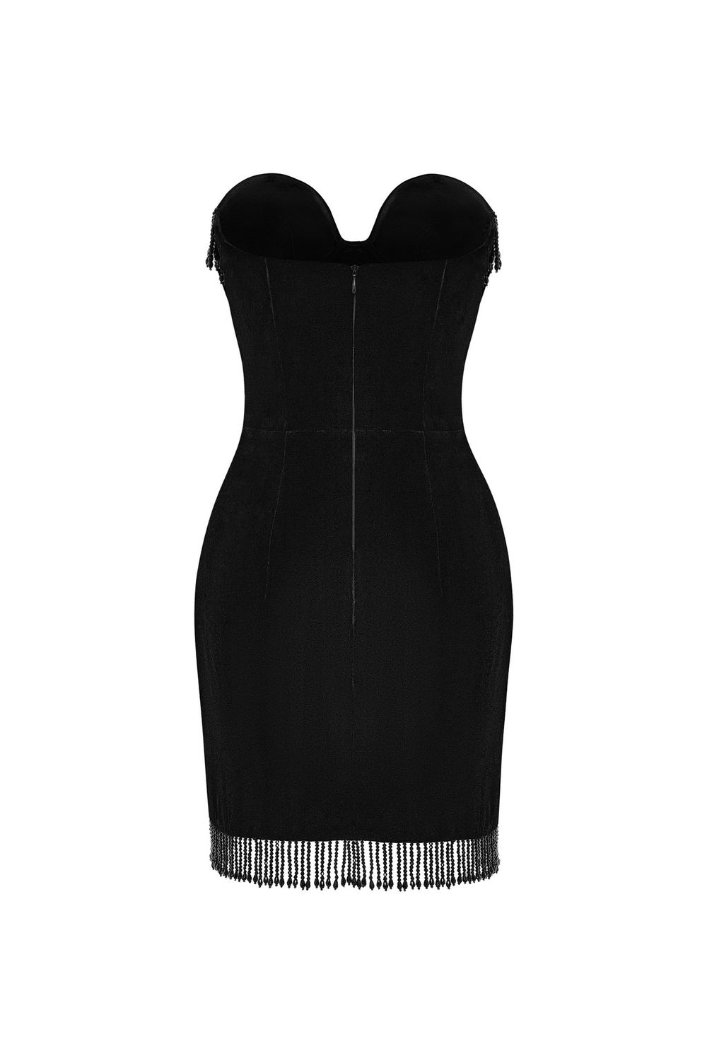 Платье мини из бархата с бахромой