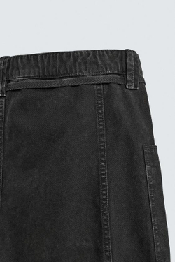 ZARA ШОРТЫ-БАГГИ С РЕМНЕМ, ЧЕРНЫЙ