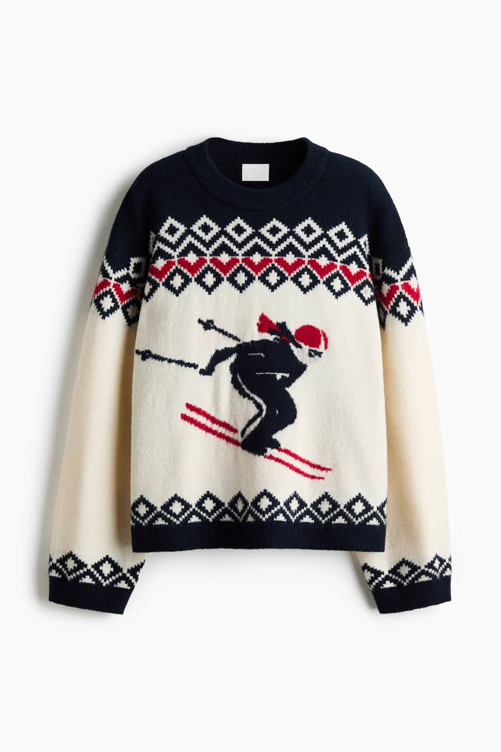 H&M Жаккардовый вязаный свитер, белый