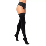 Чулки для широкого бедра Интекс ажурная силиконовая резинка 2 рост 2 класс компрессии XL черный