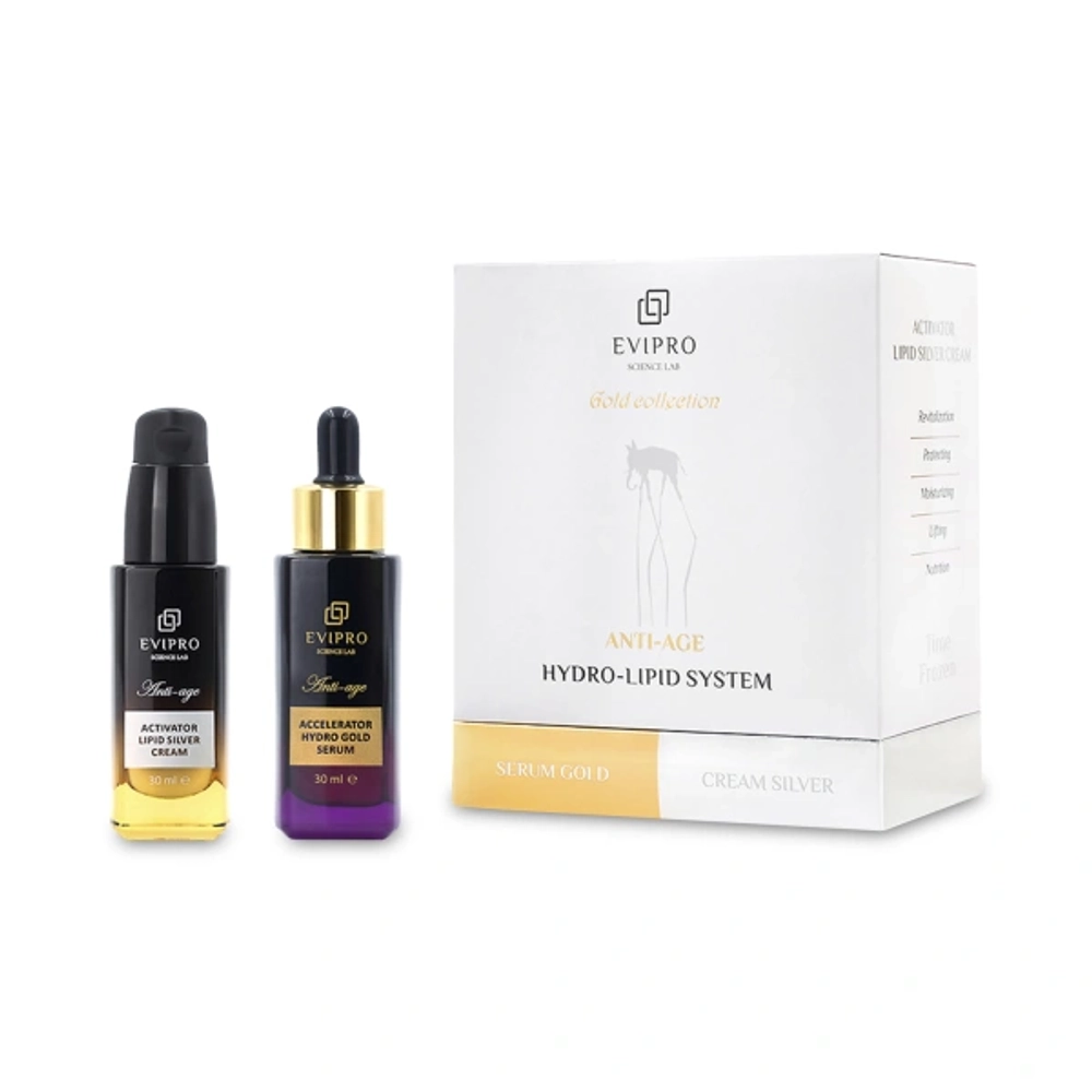 EVIPRO ANTI-AGE HYDRO-LIPID SYSTEM Омолаживающий комплекс (сыворотка 30мл, крем 30мл)