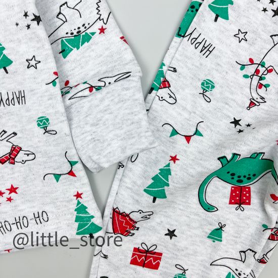 Пижама хлопковая "Новогодние динозавры" на меланже