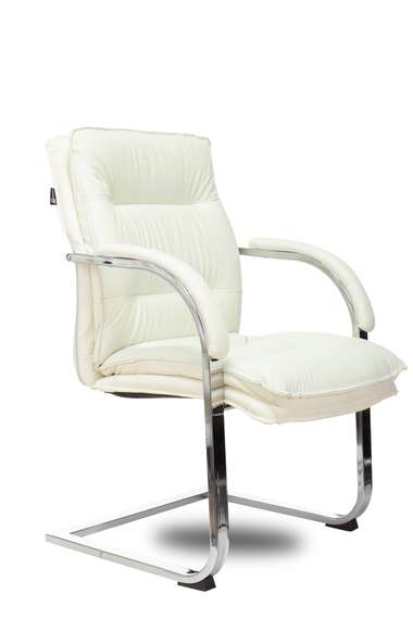 Кресло Бюрократ T-9927SL-LOW-V слоновая кость кожа низк.спин. полозья металл хром