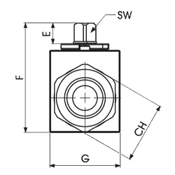 Кран 2-х ходовой шаровый BSP 3/4" DN 20 P=420 с отверстиями для монтажа