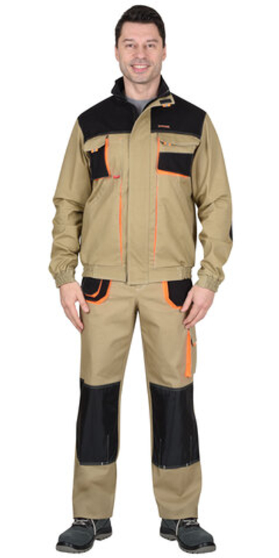 Куртка "МАНХЕТТЕН" песочный с оранж. и черным тк. мех. стрейч пл. 250г/кв.м