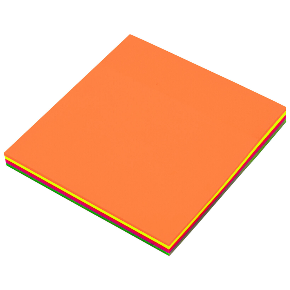 Блок самоклеящийся пластиковый (стикеры) 4 цвета BRAUBERG MULTI COLOUR 76х76 мм 100 листов (6 штук в упаковке)