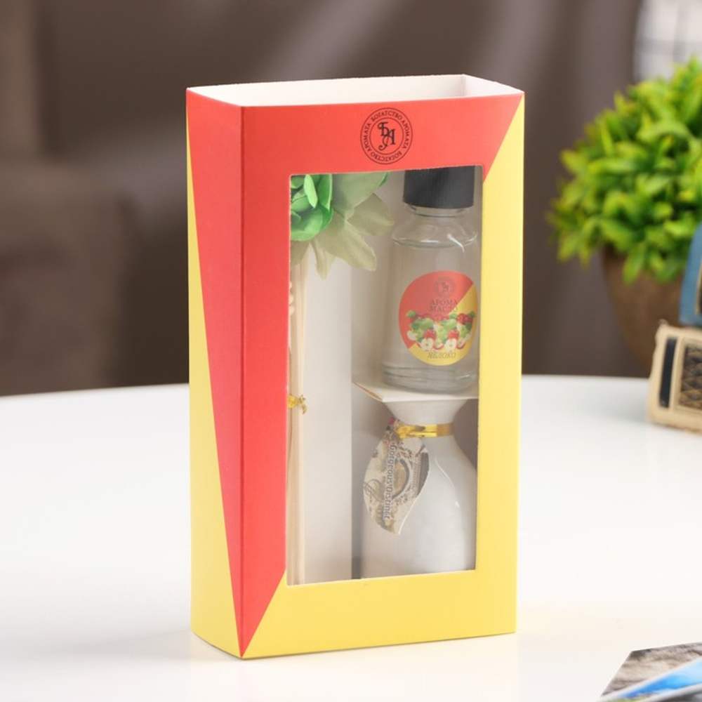 Набор подарочный с диффузором «Ваза с цветком», аромат яблоко, «Богатство Аромата»