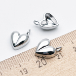 Подвеска Сердце, цвет серебро (родий), размер 14*10 мм, цена за 1 шт