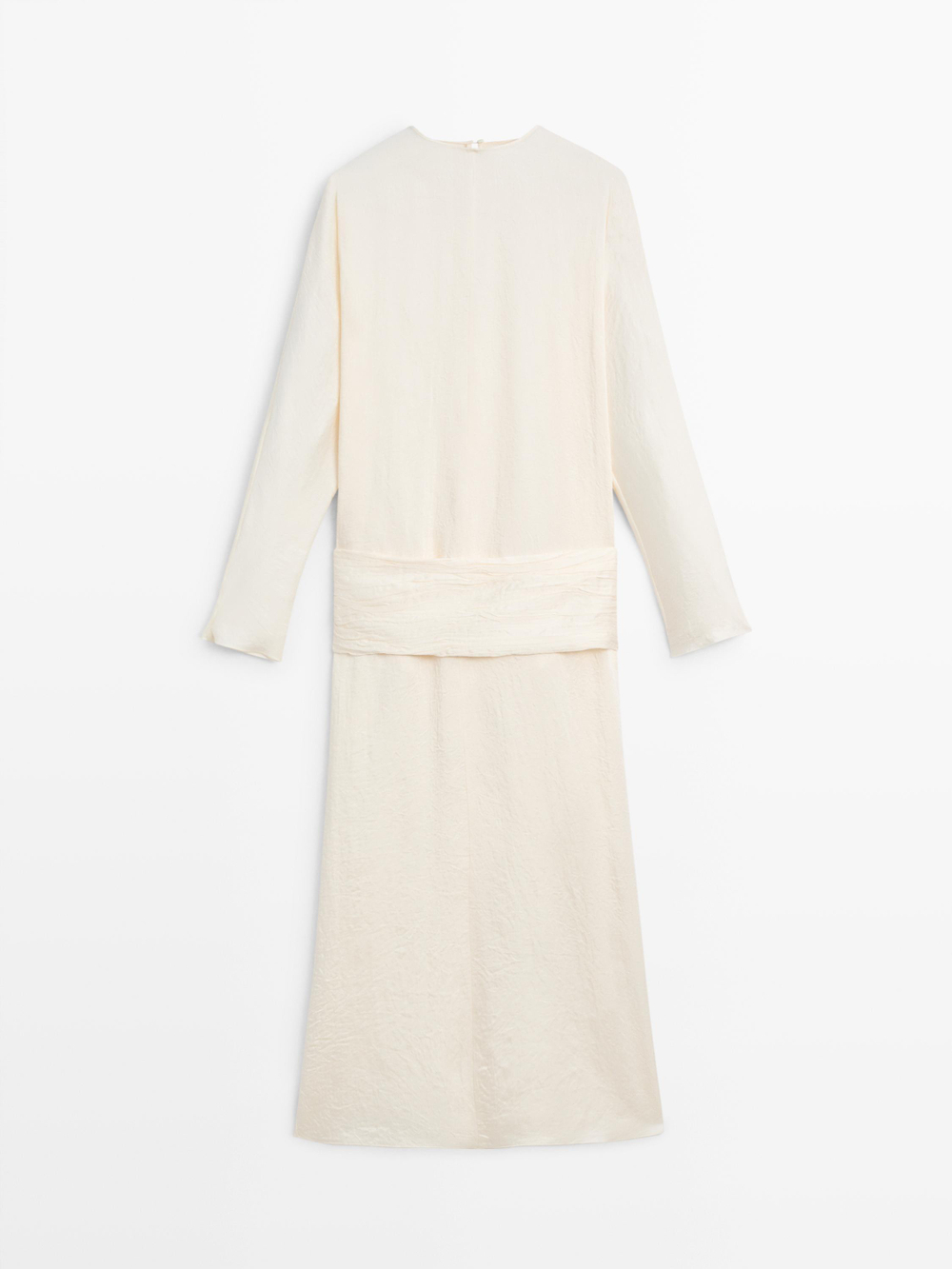 Massimo Dutti Платье миди с поясом - STUDIO, бежевый