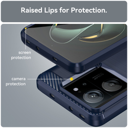 Мягкий чехол синего цвета для смартфона Xiaomi 13T и 13T Pro, серия Carbon (дизайн в стиле карбон) от Caseport