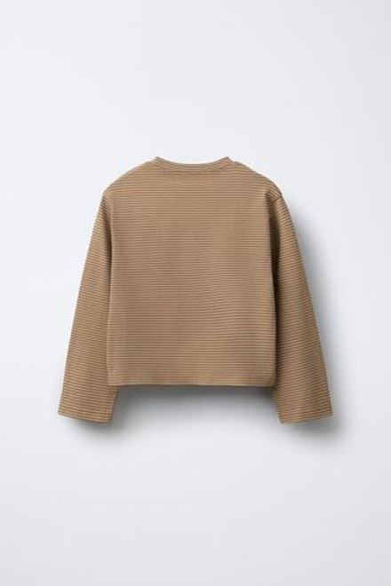 ZARA Х BENSIMON® ФУТБОЛКА С ДЛИННЫМИ РУКАВАМИ, ТАБАЧНЫЙ