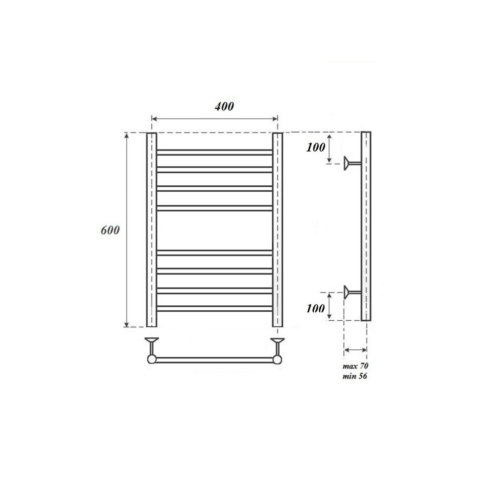 Полотенцесушитель водяной Point Аврора PN10146S П8 400x600, хром