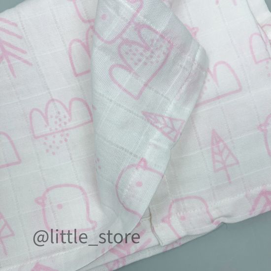 Пеленка муслиновая "Птички" на белом 80х90