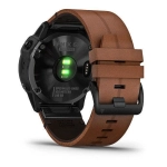 Мультиспортивные часы Garmin Fenix 6X Sapphire черный DLC с каштановым кожаным ремешком 010-02157-14