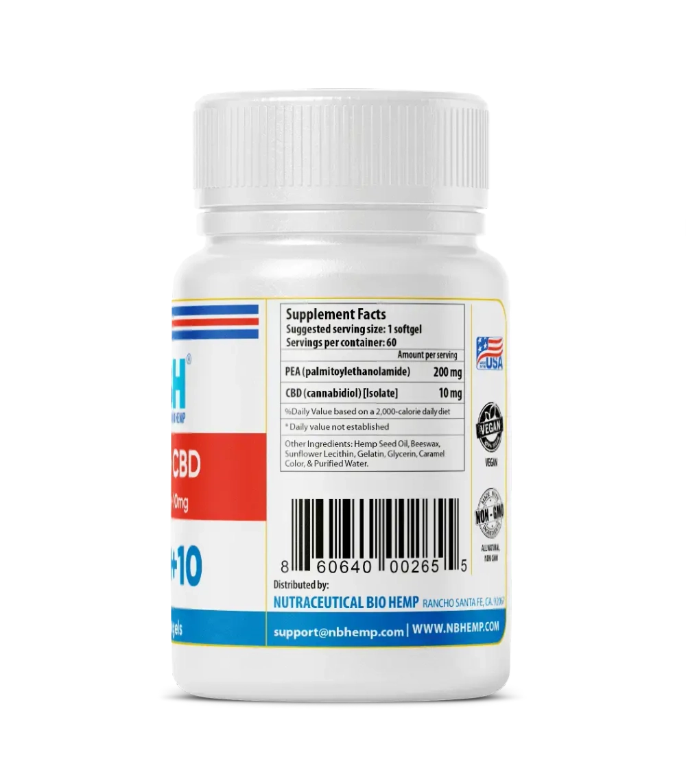NBHemp - PEA + CBD 200 mg + 10 mg 60 softgels