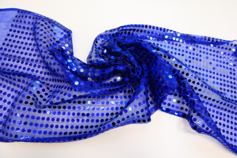 Трикотаж с пайетками электрик