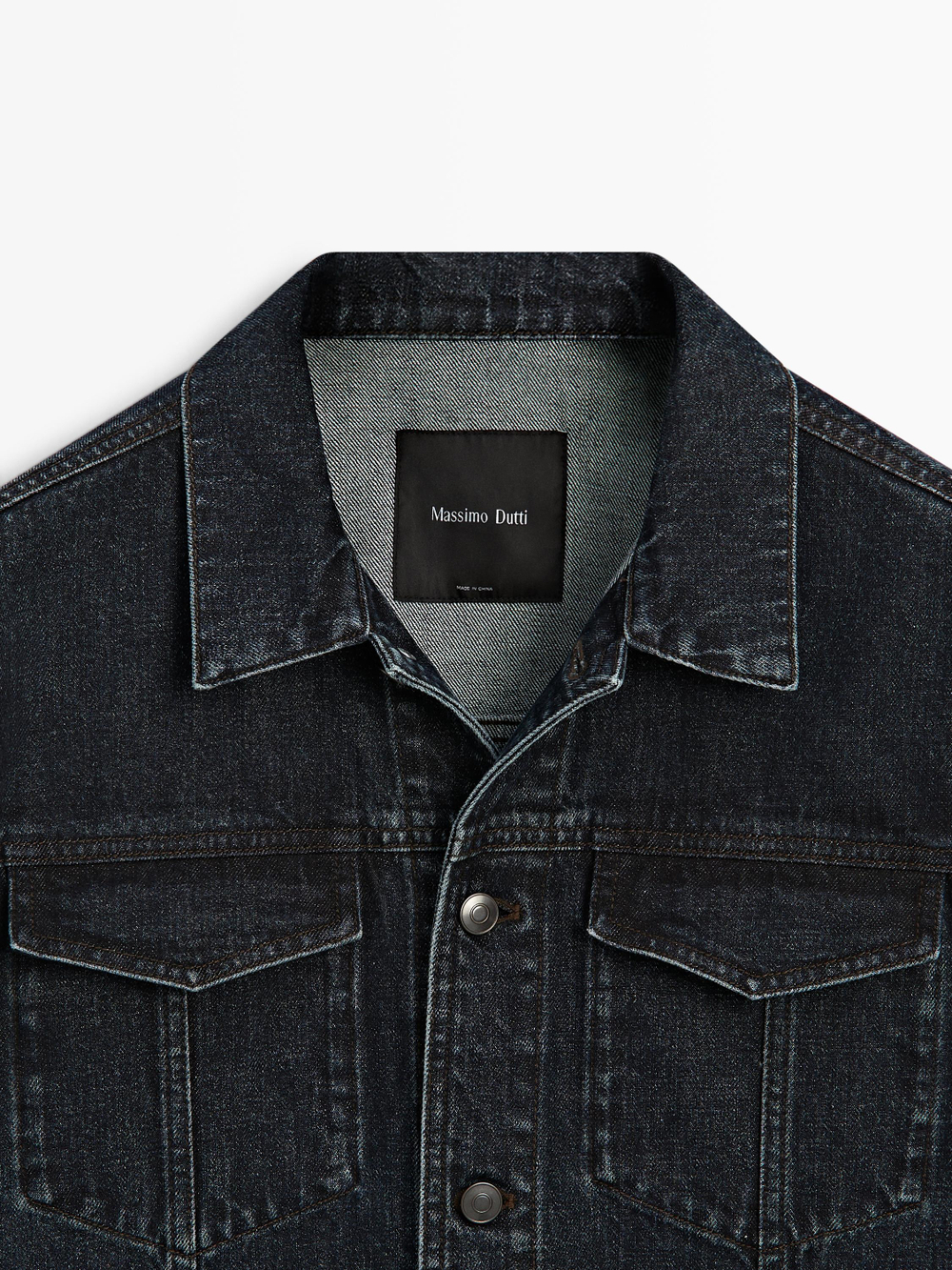 Massimo Dutti Джинсовая куртка с воротником, темно-синий