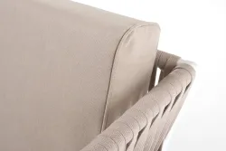 "Касабланка" диван 2-местный плетеный из роупа, каркас алюминий белый муар, роуп бежевый 20мм, ткань бежевая 035