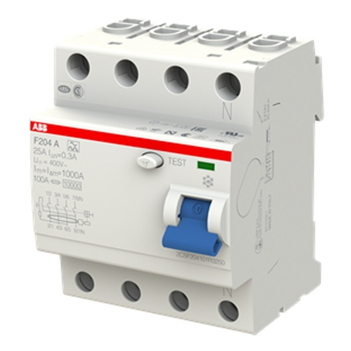 УЗО ABB F204 A-63/0,3 4-х полюсное тип A 63A 300mA 4 модуля (ВДТ) 2CSF204101R3630