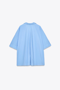 ZARA РУБАШКА OVERSIZE ZW COLLECTION, СИНИЙ
