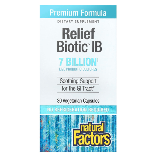Natural Factors, ReliefBiotic™ IB, 7 млрд, 30 вегетарианских капсул