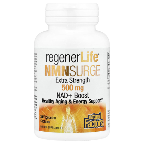 Natural Factors, RegenerLife®, NMN Surge, 500 мг, 30 вегетарианских капсул