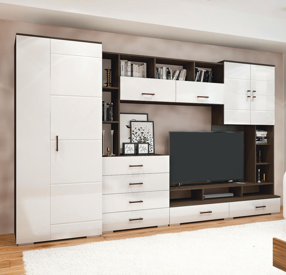 Гостиная Коста МДФ дуб венге/белый глянец