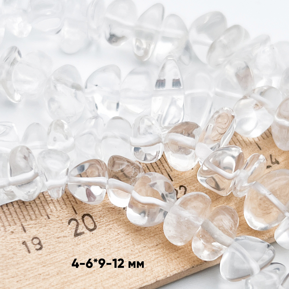 Горный хрусталь фриформ бусины, размер около 4-6,5*9-12 мм, цена за отрезок 19 см (1/2 нити)