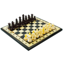 Янтарные шахматы "Молоко и чёрные" 25 на 25 см
