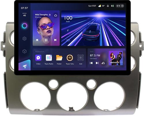 Магнитола для Toyota FJ Cruiser 2005-2022 (рамка серая) - Teyes CC3-2K монитор 13", QLED+2K, Android 10, Быстрая, 4G SIM-слот, CarPlay