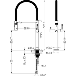 Смеситель для кухни Boheme UNO 115-GM GUN METAL c краном для питьевой воды