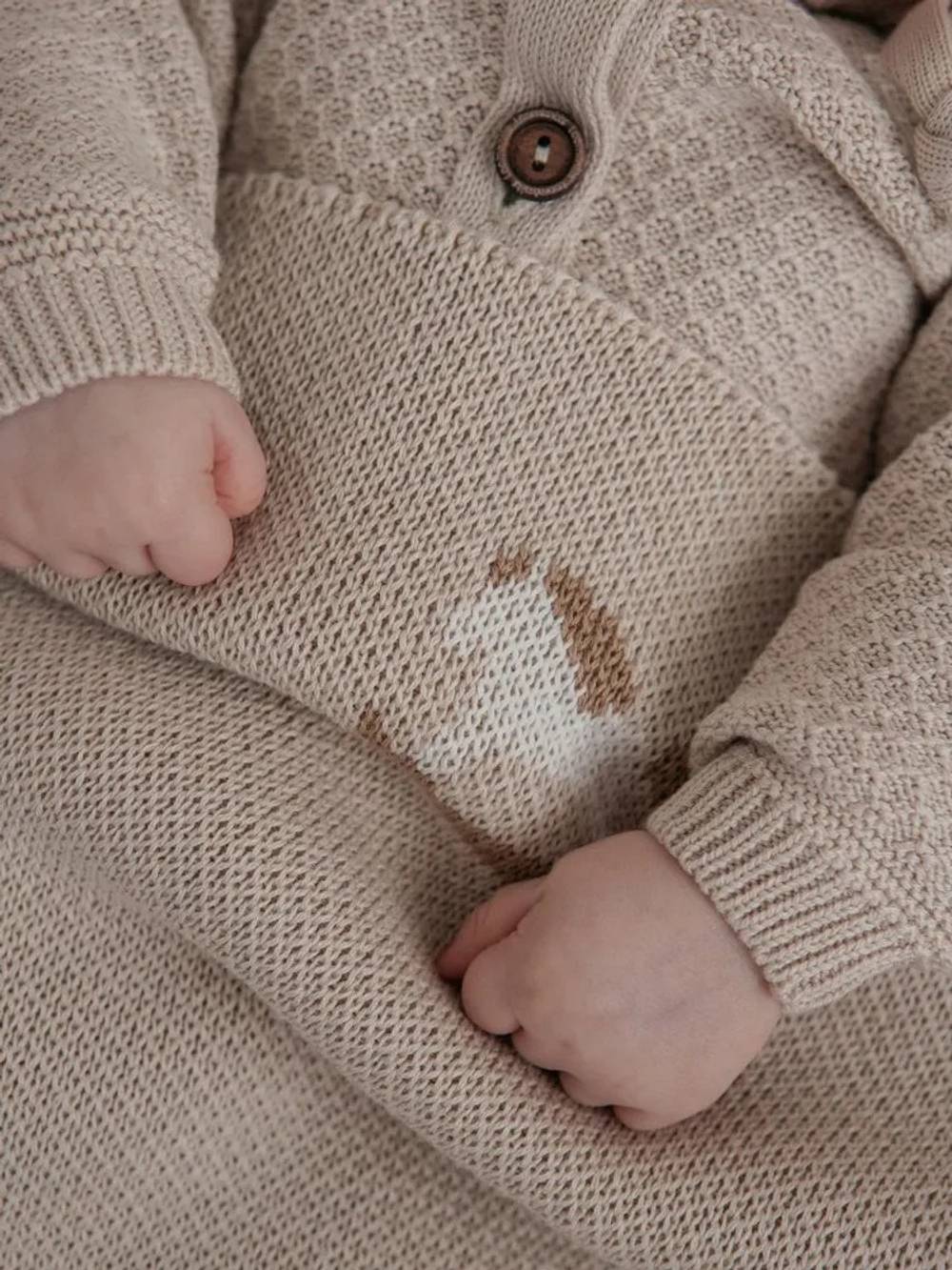 Плед детский Loomknits с лошадками, Топленое молоко