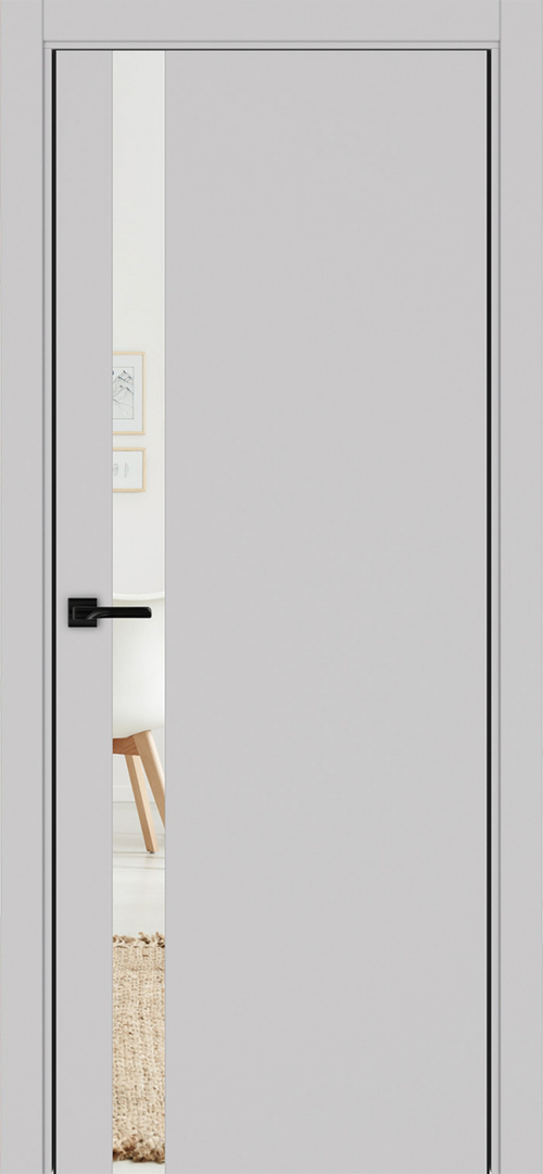 Межкомнатная дверь Optima Porte НЕАПОЛЬ 211 Зеркало, Алюминиевая кромка SB (матовый чёрный) с 2-х сторон