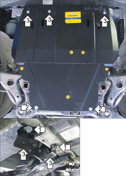 Усиленная защита Motodor картера двигателя, кпп. 2 мм, сталь. для Dodge Grand Caravan 2010-2020,Chrysler Town & Country 2010-2016,Dodge Grand Caravan 2007-2010,Chrysler Town & Country 2007-2010 арт.00310