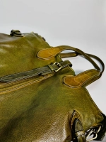 Женская премиальная горчично-оливковая сумка из натуральной кожи "Венеция"