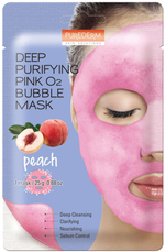 Маска пузырьковая с экстрактом персика Purederm Black O2 Bubble Mask - Peach, 20 г