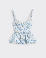 Топ цветы молочный/голубой