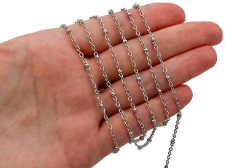 Цепь "Декоративная" с бусинами 2мм (1 метр)