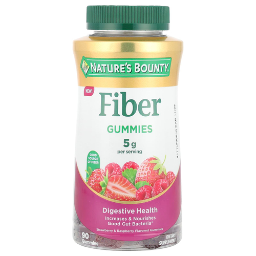 Nature's Bounty, Жевательные мармеладки с клетчаткой, клубника и малина, 90 жевательных таблеток