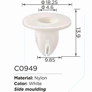 Клипса для крепления внутренней обшивки а/м европейских а/м/ Фиат пластиковая (100шт/уп.) Forsage клипса C0949(European car/Fiat)