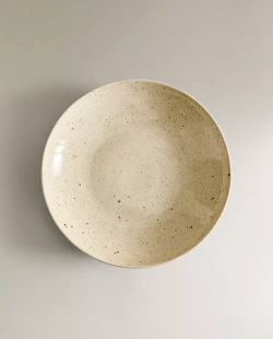 ZARA HOME ГЛУБОКАЯ ТАРЕЛКА ИЗ КЕРАМИКИ С УЗОРОМ В ГОРОШЕК, БЕЖЕВЫЙ