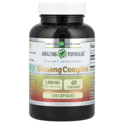 Amazing Nutrition, комплекс с женьшенем, 120 капсул (500 мг в 1 капсуле)