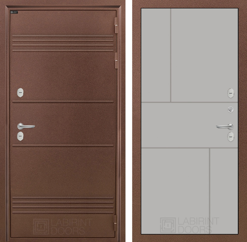 Дверь с терморазрывом входная Лабиринт Термо Лайт 21 Грей софт