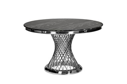 Стол обед иск.мрам Черный Аликанто (Nero Alicanto)/хром d120x75 Garda Decor