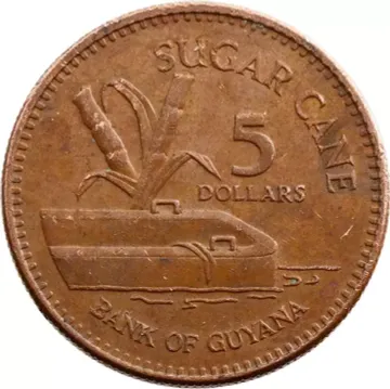 5 долларов 1996-2019 Гайана